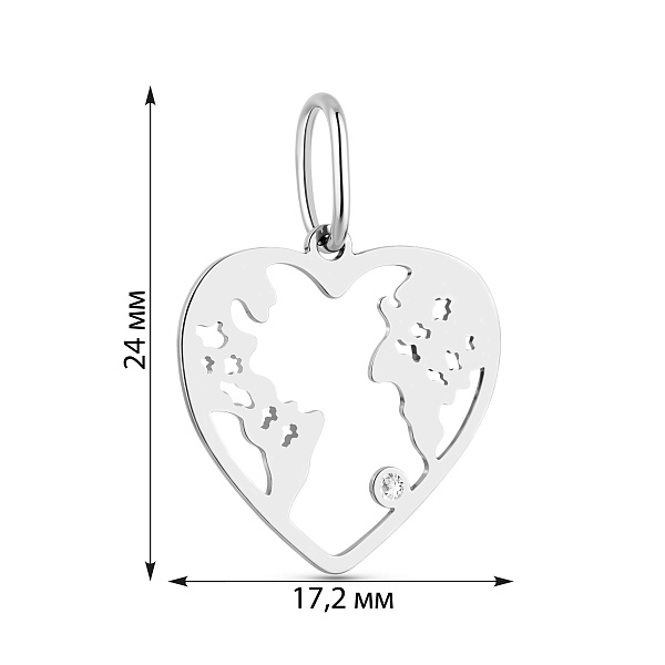 Підвіска з білого золота Серце з фіанітом (арт. 440877б) – зображення 2
