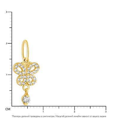 Подвеска из желтого золота «Бабочка» с фианитами (арт. 422130ж)