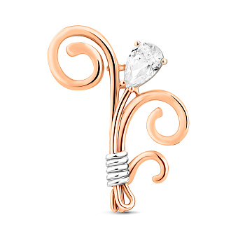 Брошь Цветок из красного золота с фианитом (арт. 360095)