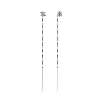 Сережки-протяжки з білого золота з діамантами (арт. С011695010б)