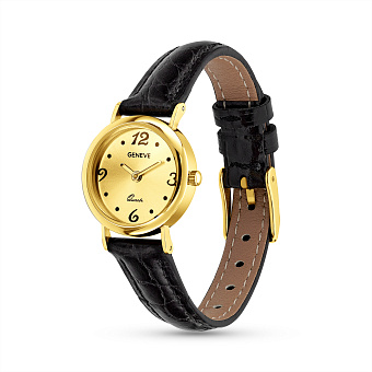 Фото Золотые часы с кожаным ремешком (арт. 260300жжч)