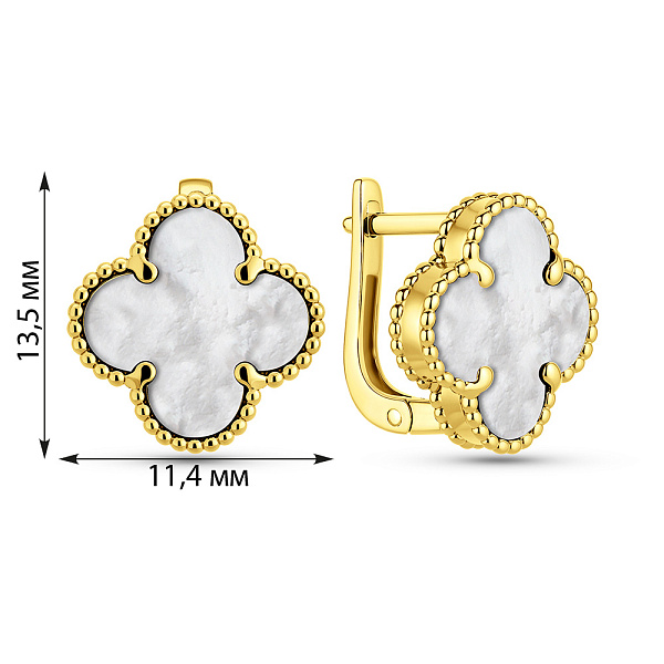 Серьги из желтого золота с перламутром (арт. 1101201/10жп) – изображение 2