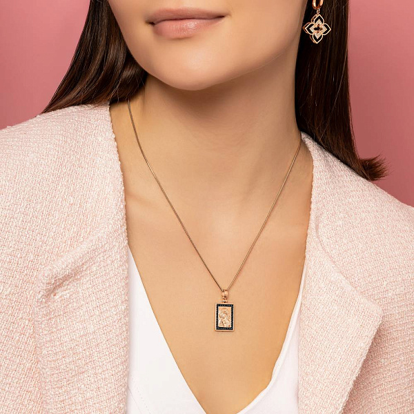 Золотая ладанка с фианитами (арт. 424949ч) – изображение 3