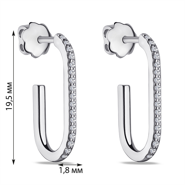 Серебряные пусеты с дорожкой из фианитов (арт. 7518/21099р) – изображение 2