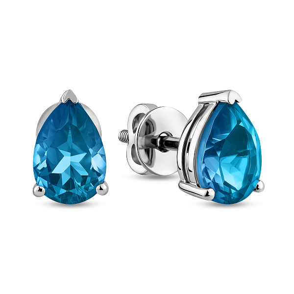 Золотые пусеты с топазом (арт. 111230Пбл) – изображение 1