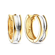 Сережки кільця з жовтого та білого золота (арт. 103694/10жб)