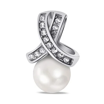 Серебряный кулон с жемчугом и фианитами (арт. 7503/П2ЖФ/030)