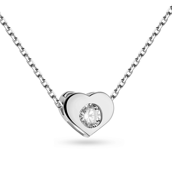 Колье "Сердце" из белого золота с фианитом (арт. 350985/2б) – изображение 1