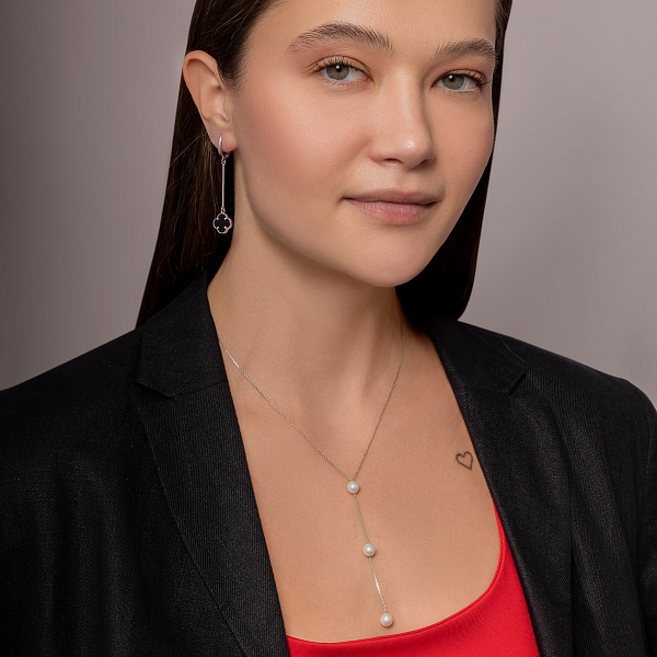 Кольє з білого золота з перлами (арт. 360358б) – зображення 4