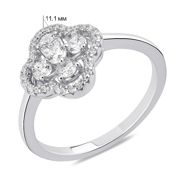 Серебряное кольцо Клевер с фианитами (арт. 7501/8395) – изображение 2