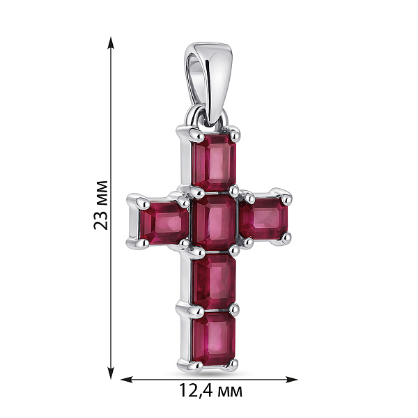 Декоративний срібний хрестик з рубінами (арт. 7503/2092582Р) – зображення 2
