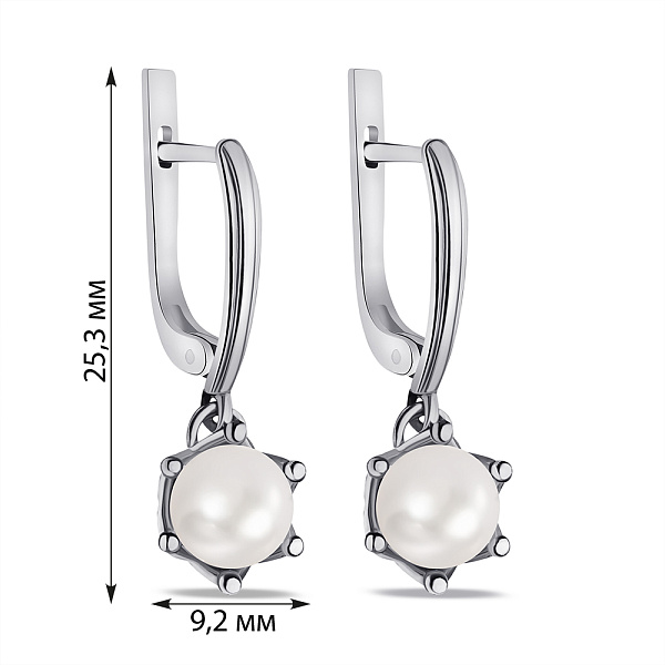 Серебряные серьги-подвески с жемчугом (арт. 7502/7088.10жб) – изображение 2