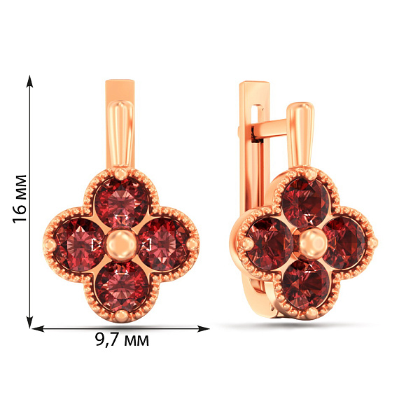 Сережки з червоного золота з гранатом (арт. 111246Пк) – зображення 2