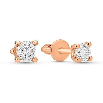 Серьги-пусеты из красного золота с бриллиантами (арт. Т011162010)