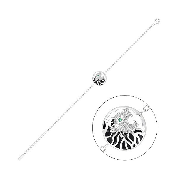Серебряный браслет Хищник с россыпью камней (арт. 7509/5207аз) – изображение 1