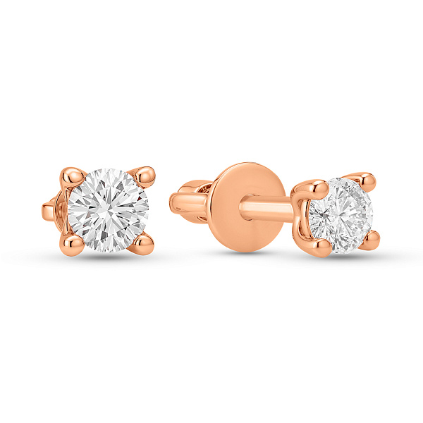 Сережки-пусети з червоного золота з діамантами (арт. Т011162010) – зображення 1