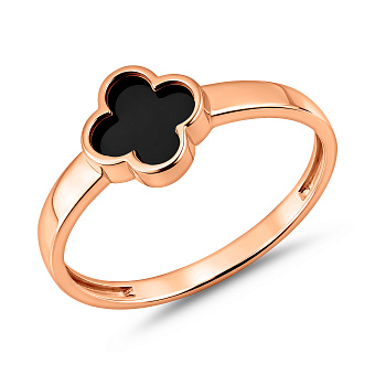 Фото Золота каблучка з емаллю (арт. 141087ч)