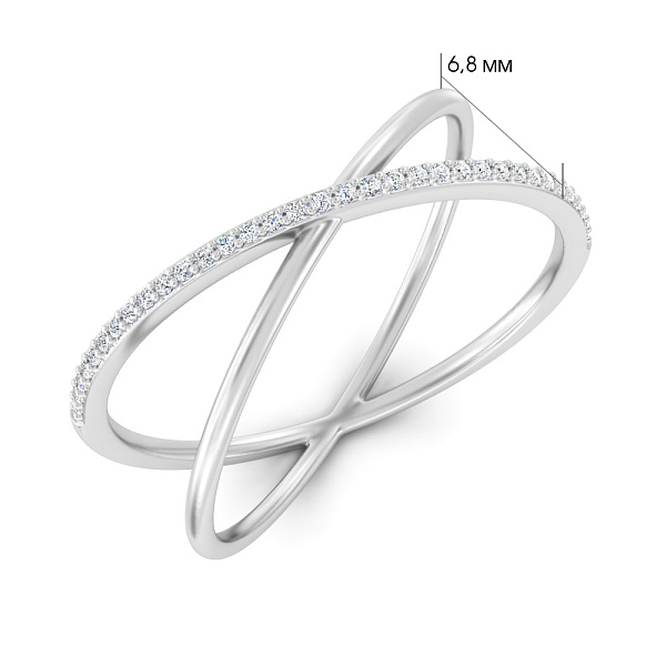 Двойное кольцо из белого золота с бриллиантами (арт. К011260010б) – изображение 2