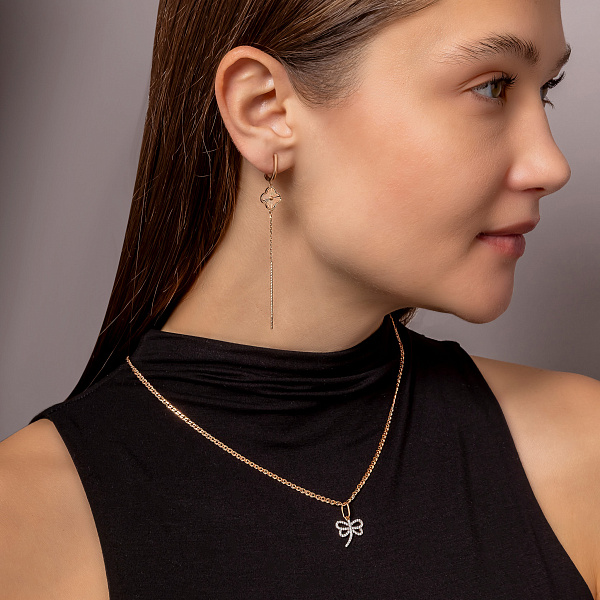 Длинные серьги из красного золота (арт. 1101189а) – изображение 3