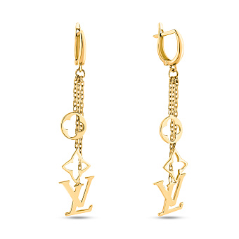 Золоті сережки-підвіски в жовтому кольорі металу (арт. 107892ж)