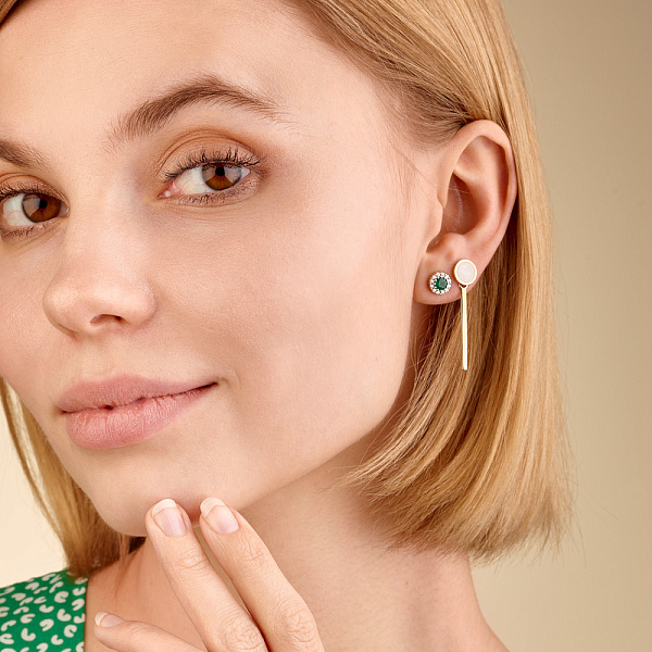 Серьги-трансформеры Лýна из золота с эмалью (арт. 110616жеп) – изображение 2