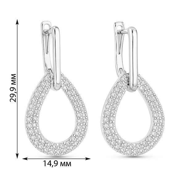 Серьги из серебра с фианитами (арт. 7502/10146) – изображение 2