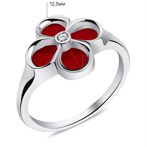 Серебряное кольцо с сердоликом и фианитом (арт. 7501/6815Срдк) – изображение 2