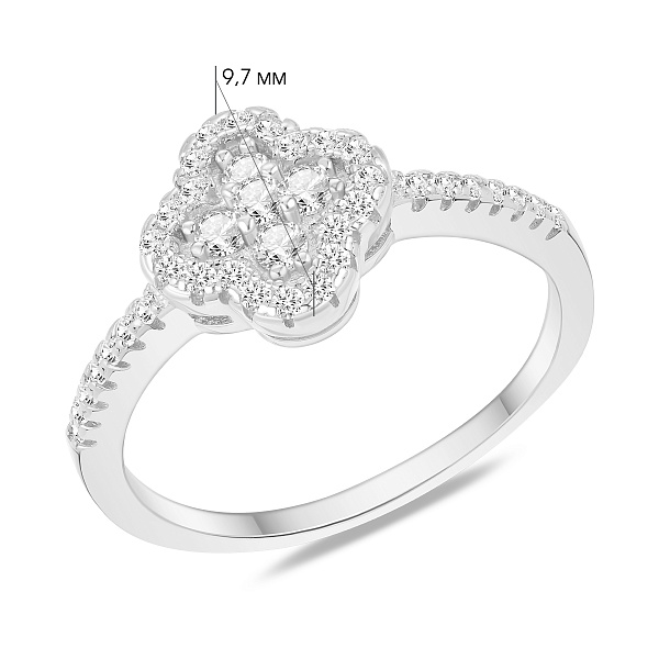 Серебряное кольцо клевер с фианитами (арт. 7501/8887) – изображение 2