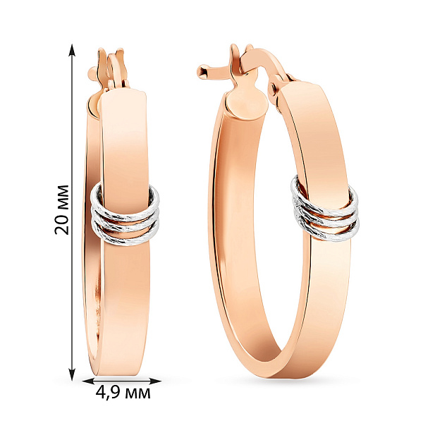 Сережки-кольца из красного и белого золота (арт. 105203/20кб) – изображение 2