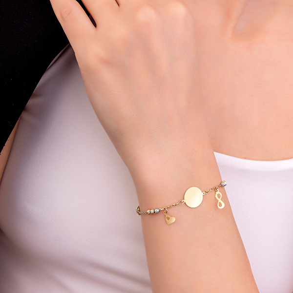 Золотой браслет с подвесками (арт. 325162/10жбкП2) – изображение 2