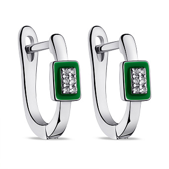 Фото Сережки зі срібла з емаллю і фіанітами (арт. 7502/9496ез)