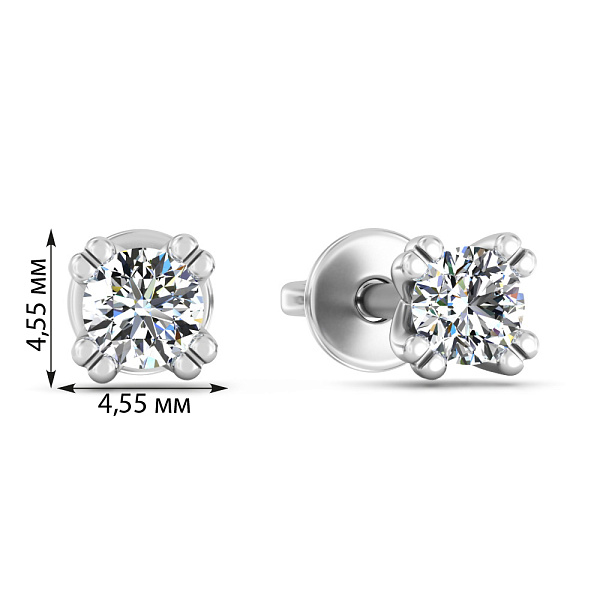 Серьги-пусеты из белого золота с бриллиантами  (арт. Т011165030б) – изображение 2