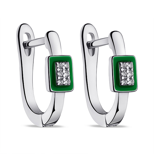 Сережки зі срібла з емаллю і фіанітами (арт. 7502/9496ез) – зображення 1