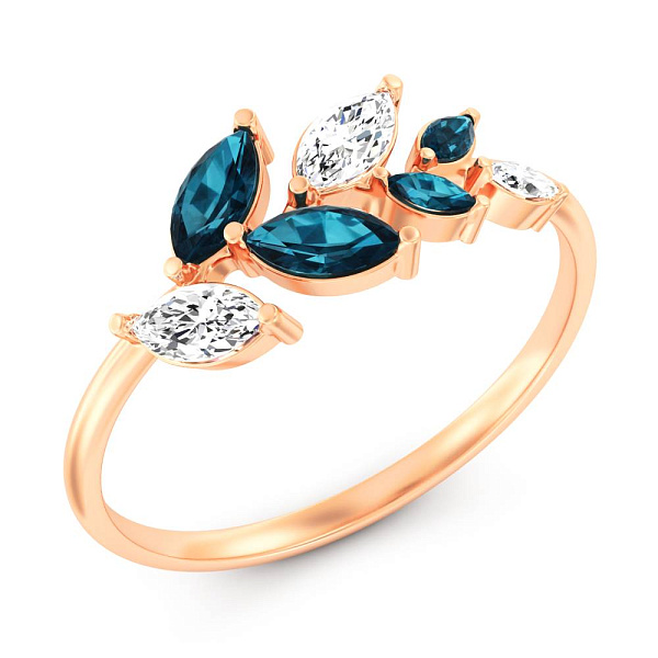 Золотое кольцо с топазом Лондон и фианитами (арт. 141248Пл) – изображение 1