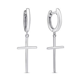 Срібні сережки Хрестики без каменів (арт. 7502/С2/1223)