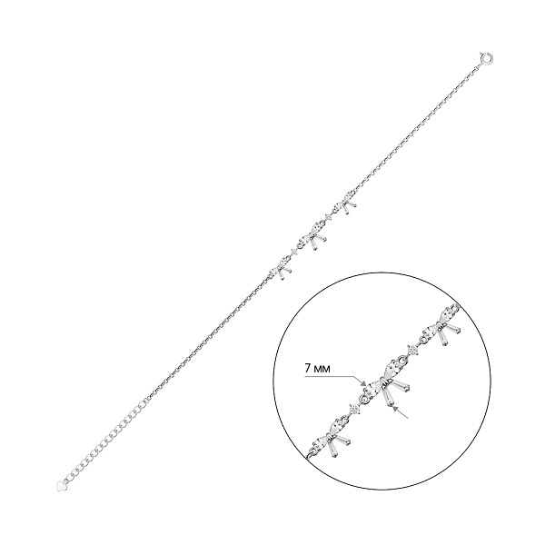Серебряный браслет Бантикы с фианитами (арт. 7509/5123) – изображение 2