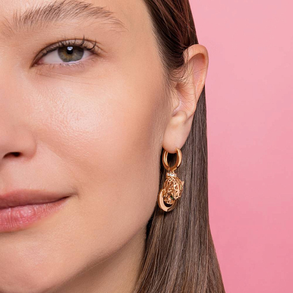 Золотые серьги Пантера (арт. 1091380з) – изображение 3