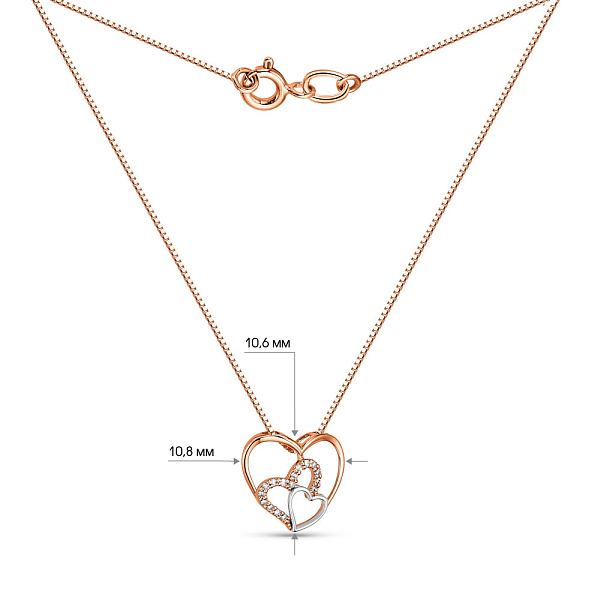 Золотое колье Сердечки с бриллиантами (арт. Ц011430/2кб) – изображение 3