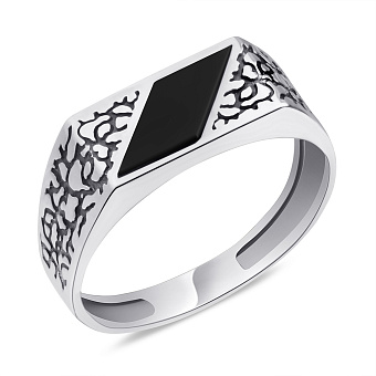 Фото Печатка срібна з оніксом (арт. 7906/1706о)