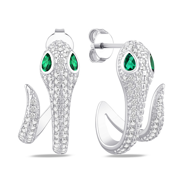 Серебряные пусеты Змея с альпинитами (арт. 7518/7497аз) – изображение 1