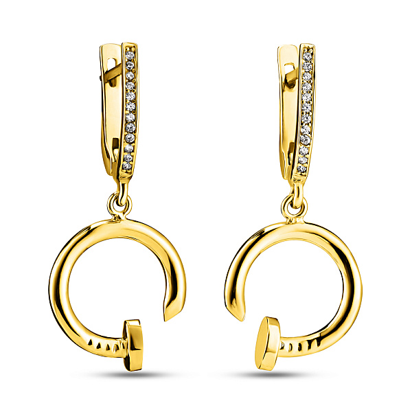 Золоті сережки з фіанітами «Цвях» (арт. 105402ж) – зображення 1