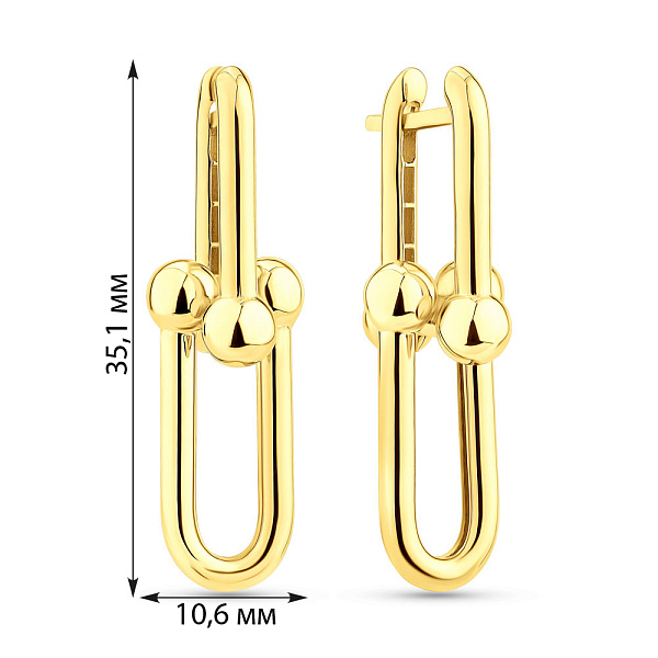 Серьги из желтого золота без камней (арт. 1091467/3ж) – изображение 4