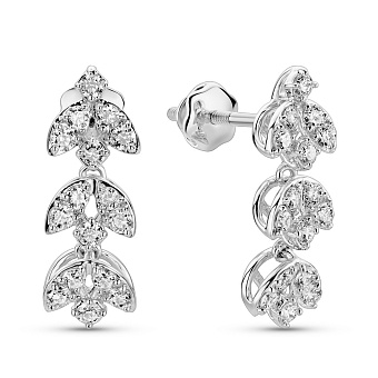 Серьги-пусеты из белого золота с бриллиантами (арт. С341542050б)