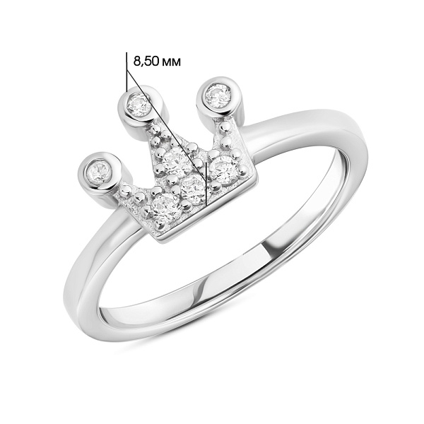 Срібна каблучка «Корона» з фіанітами (арт. 7501/4871) – зображення 2