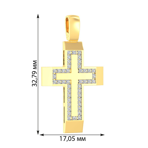 Золота підвіска-хрестик з фіанітами (арт. 440334ж) – зображення 3