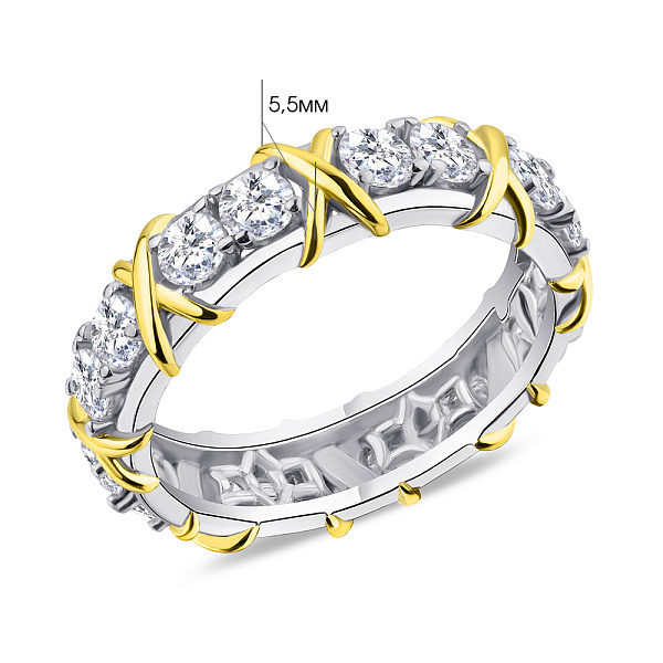 Кольцо из серебра с фианитами и с желтым родированием (арт. 7501/5635бж) – изображение 2