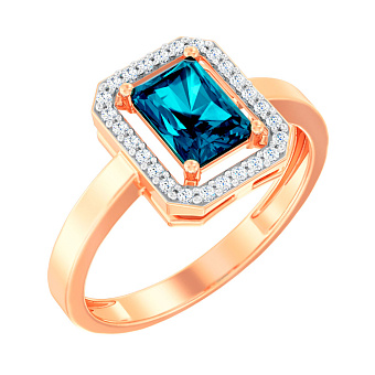 Фото Золотое кольцо с топазом лондон (арт. 141117Пл)