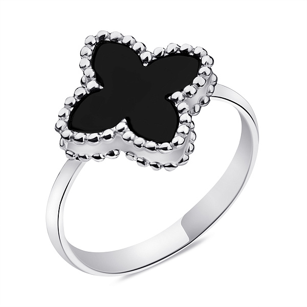 Кольцо из серебра Клевер с ониксом (арт. 7501/2064) – изображение 1