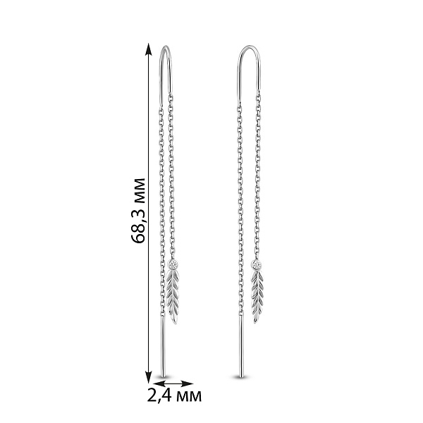 Золотые сережки-протяжки Колоски (арт. 1101044б) – изображение 2