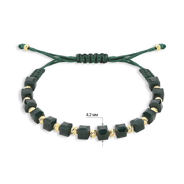 Браслет на нити с вставками из серебра и оникса (арт. 7309/4480жоз) – изображение 2